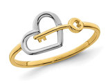 14K Yellow Gold Key and Heart Ring
